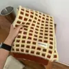 Bufanda de Punto a Cuadros tipo Waffle Estilo Coreano para Mujer Otoño e Invierno Bufanda Cálida de Gama Alta de Nicho