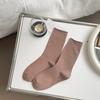 Calcetines coreanos de color liso - Calcetines rojos MEKKI Ancora para mujer, calcetines de algodón de otoño e invierno, calcetines largos de tubo para mujer.