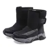 Botas de algodón de caña alta para niñas y niños grandes, botas para nieve, invierno, forro polar, cálidas, negras, grises, rosas, blancas