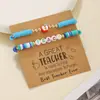 Regalo Transfronterizo para el Día del Maestro Pulsera de Manzana Roja de Arcilla Suave con Letras Inglesas de Colores, Estilo Fresco y Sencillo para la Temporada de Regreso a Clases