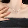 Collar Super Brillante Estilo Coreano con Circonita y Perla Plateada Triturada para Mujer, Cadena Ligera de Lujo para Clavícula, Mismo Estilo que en Xiaohongshu