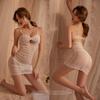 Lencería Sexy, Camisón Sexy, Tentación de Malla Transparente, Conjunto de Camisón sin Espalda para Pecho Pequeño Calado al por Mayor 680