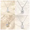 Estilo minimalista de moda coreana y japonesa, colgante de collar de diamante de 1 quilate, lujo ligero, retención de color, sensación de alta gama, cadena para clavícula de moissanita al por mayor