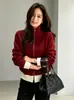 Nuevo Cárdigan con Cremallera y Cuello Alto de Punto Transfronterizo para Mujer Otoño Invierno Holgado para Personas Bajas