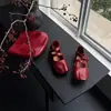 Zapatos de piel de oveja y piel de cerdo con puntera dividida, bailarinas bajas para mujer, Mary Janes de suela plana con una sola tira, zapatos retro de una sola pieza