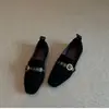 Estilo Retro Francês Old Money 2026 Inverno Novos Mocassins Planos de Fivela de Luxo Sapatos de Calçar com Bico Quadrado para Mulheres