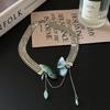Collar de Borla de Mariposa de Lentejuelas Anchas Trendy Cool Spice Girl para Mujer Diseño de Nicho de Lujo Ligero Estilo Frío Ins Cadena para Clavícula