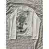 Camiseta de Manga Larga con Retrato de Anime de Subcultura Y2K Desgastada Top Retro Estilo Oscuro con Estampado Corto de Gofre