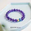 Nuevo Pulsera de Red de Loto Estilo Chino Imitación Amatista para Mujeres para Atraer Riqueza, Cuentas de Transferencia de Loto Azul Quemado, Pulsera Púrpura Qi Dong Lai para Mujeres como Regalo