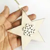 Estrella de Navidad Copo de Nieve Colgante de Madera Decoración de Árbol de Navidad Artesanías de Madera Estrella de Cinco Puntas Viruta de Madera Colgante Pequeño Creativo