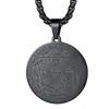 Venta Caliente Transfronteriza Acero Inoxidable Siete Runas de Ángel Colgante Redondo Largo Cadena para Suéter Acero de Titanio Electrochapado Collar Redondo