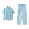 Al por mayor Verano 2026 Nuevo Conjunto de Camisa a Cuadros Suelta Casual Estilo Europeo y Americano para Mujer 7356