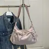 2025 Nova Bolsa Tote Plissada Casual Leve Transfronteiriça Grande Capacidade Leve Viagem Aula Deslocamento Transversal