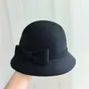 Chapéu de Lã com Laço Outono Inverno Chapéu de Bacia Celebridade da Internet Elegante Simples Aba Pequena Chapéu de Pescador Elegante para Eventos Sociais Chapéu de Balde