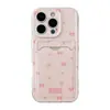 Funda resistente a huellas dactilares con lazo de rosa rosa para Apple 16, funda protectora con tarjetero floral para iPhone 17 Pro Max