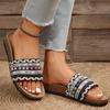 Chinelo de Dedo de Plataforma Grossa Estilo Étnico de Comércio Exterior 2025 para Mulheres Chinelos Europeus e Americanos de Tamanho Grande Chinelos de Praia de Tira Única em Estoque