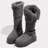 Botas de Nieve de Suela Gruesa para Mujer 2026 Nuevo Estilo Invierno Más Terciopelo Engrosado Cálidas Botas de Algodón Cuero Piel Integrada Media Caña Botas Pan