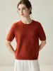 Nuevo Suéter de Punto Fino para Mujer Otoño/Invierno 2026, Manga Corta de Seda y Cachemira, Cuello Redondo, Color Sólido, para el Trabajo