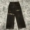Comercio Electrónico Transfronterizo Jeans de Calle Americanos Y2K Hip-hop Estampado Dibujos Animados Retro Sueltos Jeans de Pierna Ancha para Hombre