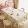 Toalha de Mesa Desenho Animado, Sem Lavagem, Impermeável, À Prova de Óleo, Resistente ao Calor, Estilo Dopamina Creme, Toalha de Mesa Retangular, Protetor de Mesa, Chá
