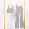 Conjunto de Chaleco Lulu U y Pantalones Acampanados, Ajustado con Cuello Alto, Cremallera Dorada Elástica, Conjunto para Fitness Yoga