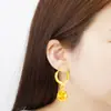 Nuevos pendientes pequeños de bola hueca imitación oro 24k para mujer, pendientes simples de oro vietnamita retro cortos