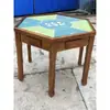 Mesa de comedor hexagonal de madera maciza tallada, mesa y sillas, mesa de comedor antigua retro estilo chino, mesa para ajedrez y cartas, mesa hexagonal o pentagonal para cinco personas, mesa Dou Dizhu