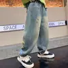 Pantalones vaqueros estampados de dibujos animados de primavera para niño 2024 nuevos pantalones largos casuales estilo western para niños medianos y grandes