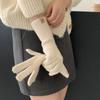 Pedidos de exportación de alta calidad Corea del Sur estilo ins otoño e invierno cálidos guantes de pura lana para mujer con pantalla táctil para los cinco dedos largos