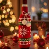 Navidad de Producto Nuevo Transfronterizo Cubierta de Botella de Vino de Pompones de Punto Nueva Creativa Cubierta de Botella de Vino Tinto Champagne Decoración de Atmósfera de Restaurante