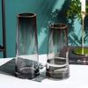 Vaso de Vidro Colorido Estilo Ins com Borda Dourada Afunilada, Recipiente Transparente Nórdico para Flores para Sala de Estar, Adequado para Flores Frescas ou Secas, Ornamento Decorativo Suave