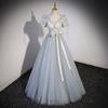 Vestido de Noite de Gaze Super Brilhante para Mulheres, Luxo Leve de Nicho de Alta Qualidade com Decote V Profundo, Vestido de Princesa para Adultos para Cerimônia e Exame de Artes Vocais