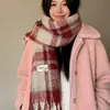 Cachecol Xadrez Atmosférico Estilo Coreano para Mulheres, Novo Modelo Outono e Inverno 2026, Toque de Luxo, Espessado, Quente, Xale Versátil