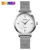 SKMEI marco de tiempo hermoso estilo de moda simple europeo y americano reloj de dama casual correa de malla color oro rosa escala de tendencia