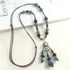 Collar de Cerámica Vintage con Cuentas Jingdezhen Colgante Largo Estilo Étnico Accesorio para Ropa de Viaje Cadena para Suéter
