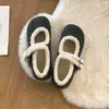 Zapatos Mary Jane de Color Sólido Retro con Lunares para Mujer 2026 Otoño/Invierno Felpa Plus Calientes Suela Suave Fondo Plano Sin Cordones Zapatos de Algodón con Piel