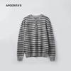 Suéter de Punto para Hombre Apo, Transfronterizo, de Alta Gama, Estilo Coreano, Corte Holgado, Cuello Henley, Bloques de Color, Rayas, Manga Larga.