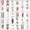 Adesivos de tatuagem letras de desenho animado frescas estrelas inglesas tatuagem de flor de rosa tatuagem de sobrancelha adesivos de tatuagem