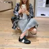 Zapatos Nai Gao Dexun~Aumento de altura interna de 5 cm, zapatos deportivos casuales de carreras de bloques de color retro de suela gruesa para mujer, con cordones, estilo Forrest Gump, zapatos de moda