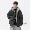 Jaqueta de Algodão com Gola de Pelo Masculina Outono e Inverno Nova Acolchoada Quente Casaco de Algodão Solto Versátil Peça de Roupa Acolchoada de Algodão