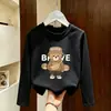 Camiseta Infantil de Algodão Puro com Gola Redonda e Manga Longa para Primavera e Outono, Solta e Estilosa para Meninos Mais Velhos, Top Versátil com Estampa de Desenho Animado