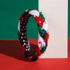 Nuevo aro de pelo con perlas navideñas, trenza creativa, aro con cabeza de diamante rojo y verde, accesorio para el cabello sencillo y combinable para fiestas navideñas.