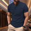 Polo de Verano 2025 para Hombre Europeo y Americano con Cuello Henley, Camiseta con Botones Deportiva de Color Puro Casual de Manga Corta de Secado Rápido para Hombre