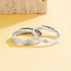 Anillo de Ola de Plata de Ley S925 Anillo de Pareja Eterno Par de Anillos para Hombre y Mujer Nicho Regalo de San Valentín Cumpleaños para Novia