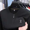 Sudadera popular de moda para hombre de manga larga, top con cremallera y cuello redondo para moda de otoño, camiseta básica de moda, camiseta de manga larga