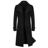 Cortavientos de moda de longitud media cruzado para hombre otoño/invierno 2026, abrigo de lana casual de talla grande para hombre