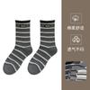 Calcetines Miu Series con Rayas de Contraste y Empalmes para Mujer de Media Pantorrilla Primavera y Otoño Nuevos de Algodón Puro con Borde Rizado Gris Sin Costuras de Felpa
