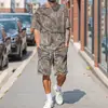 Moda Transfronteriza 2025 Nuevo Conjunto de Camiseta de Manga Corta Estampada en 3D + Pantalones Cortos Conjunto de Dos Piezas Camuflado Moderno para Hombres y Mujeres