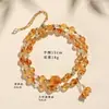 Novo Pulseira de Cristal Morango Natural Ametista Citrino Olho de Tigre Amarelo Sorte Boa Sorte Elegante Versátil Camada Dupla
