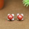 Aretes de Cinabrio Natural de Alto Contenido con Arena Imperial Incrustada con Perlas Redondas de Cinabrio Regalo de Diosa Suministro en Vivo